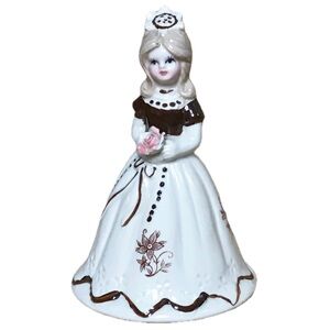 Vintage Southern Belle Porcelain Bell Cream Brown Cottage Core Feminine Twee